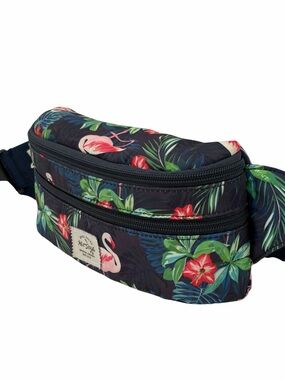 Flamingo Tropical Blue Pink Travel Belt Bag Fanny Pack - Like New